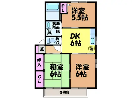 ルミナス北久米Ⅰ(3DK/1階)の間取り写真