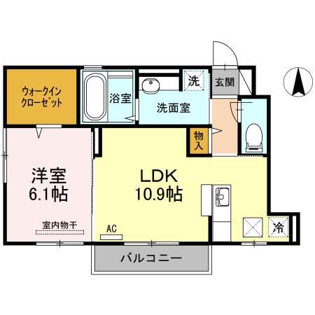 ブルームコート(1LDK/1階)の間取り写真