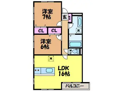 HERO(2LDK/3階)の間取り写真