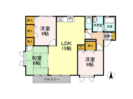 グランシード東野(3LDK/2階)の間取り写真