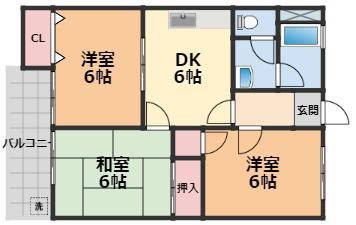 アイケンハイツ(3DK/2階)の間取り写真