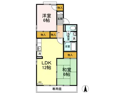 ルミエールドエスト(2LDK/1階)の間取り写真