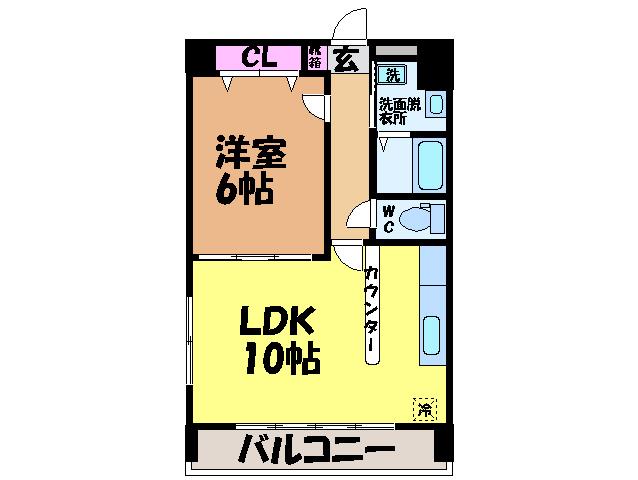 パルテールAISHIN(1LDK/2階)の間取り写真