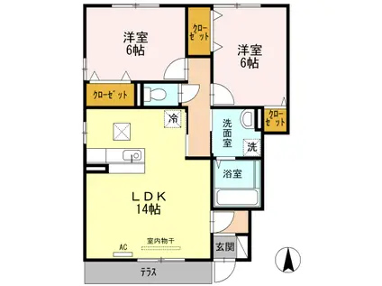 ウェスティ一色(2LDK/1階)の間取り写真