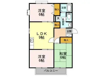 ハーモニックフィールⅡ(3DK/2階)の間取り写真