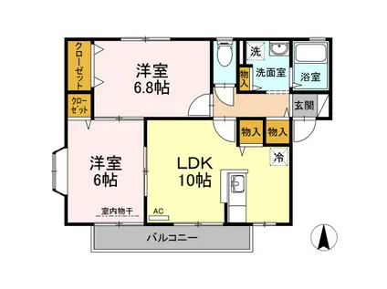 ウィルモア石井(2LDK/2階)の間取り写真