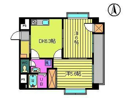 ライラックⅢ(2DK/5階)の間取り写真