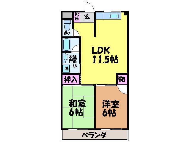 徳和マンション(2LDK/2階)の間取り写真