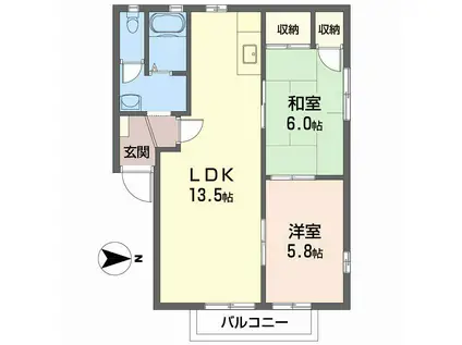 ディアスイースト(2LDK/2階)の間取り写真