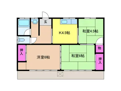 伊予鉄道横河原線 石手川公園駅 徒歩12分 1階建 築56年(3K)の間取り写真