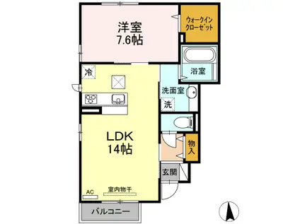 プランドール(1LDK/1階)の間取り写真