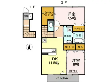 ルミエール(2LDK/2階)の間取り写真
