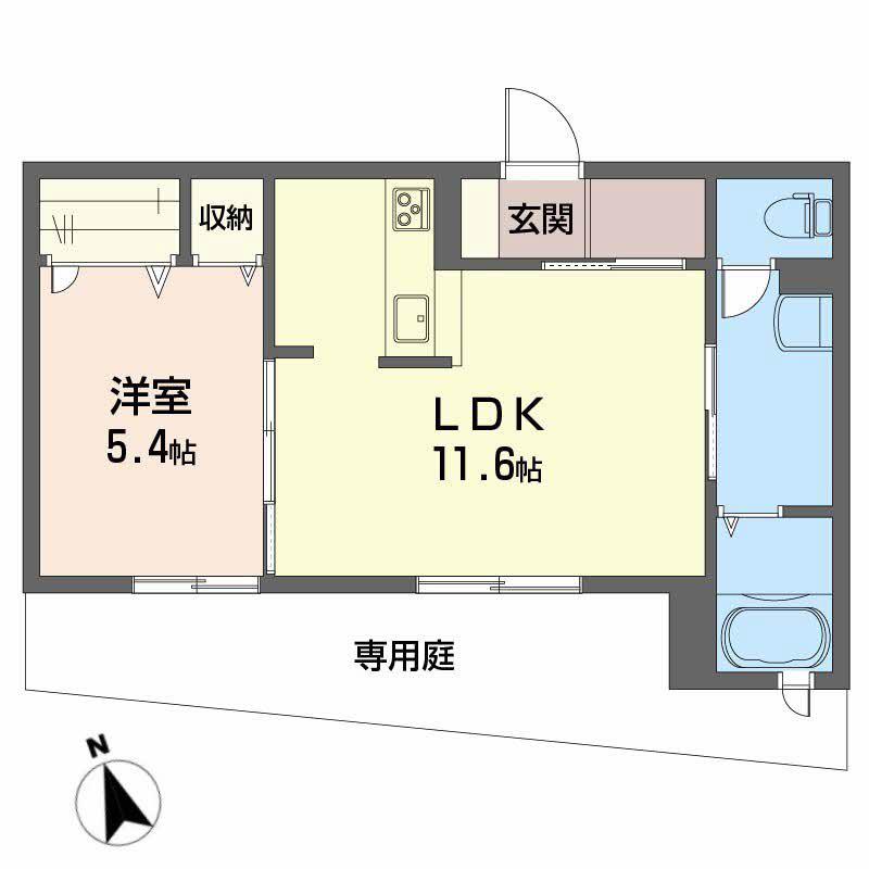 ストーク ハイツ(1LDK/1階)の間取り写真