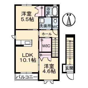 リオン・エフ(2LDK/2階)の間取り写真