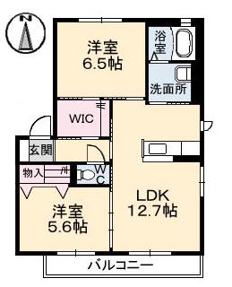 エタンリジェールB棟(2LDK/1階)の間取り写真