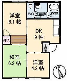 ファミール川原(3DK/1階)の間取り写真