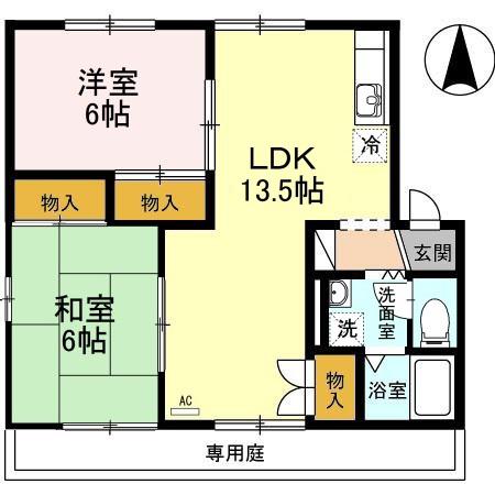 セントラルハイツ今村(2LDK/1階)の間取り写真