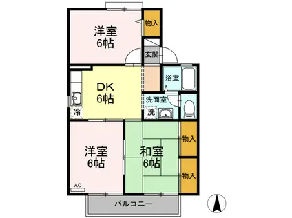 ハーモニックフィールⅡ(3DK/2階)の間取り写真