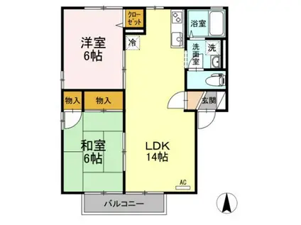 リッツハウス森松(2LDK/2階)の間取り写真