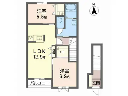 モダンヴィレッジ(2LDK/2階)の間取り写真