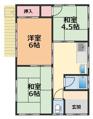 伊予鉄道横河原線 いよ立花駅 徒歩19分 1階建 築42年(3DK)の間取り写真