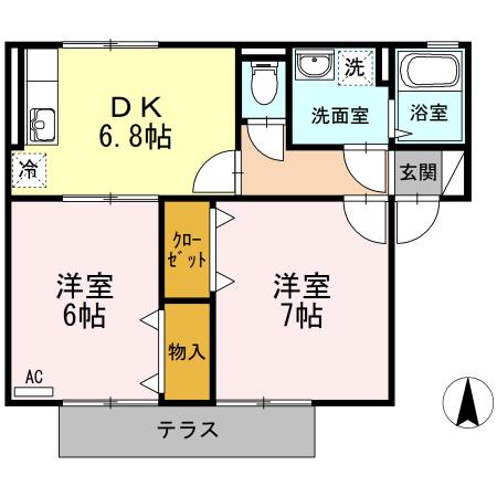 セジュール永木Ⅱ(2DK/1階)の間取り写真