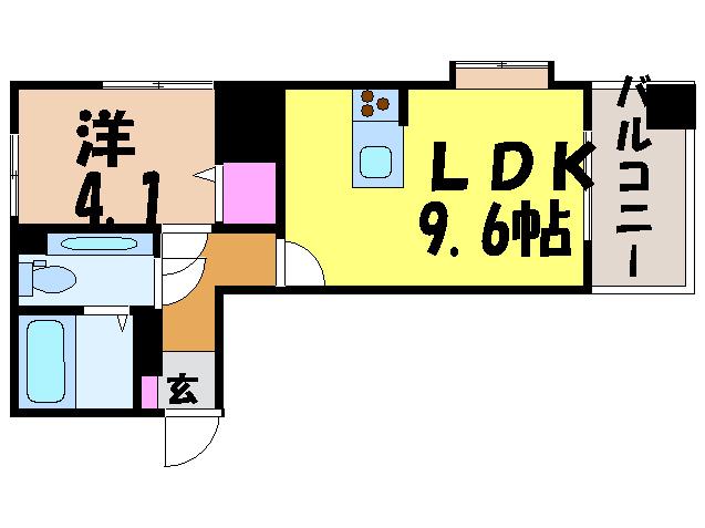 ヴァレーレ県庁前(1LDK/2階)の間取り写真