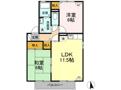 コーポF・K(2LDK/2階)の間取り写真
