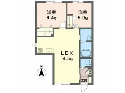 CURAR・S(2LDK/1階)の間取り写真