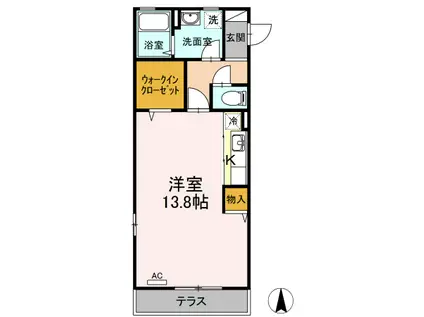 リビングタウン古川北壱番館(ワンルーム/1階)の間取り写真
