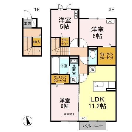 WHITE WIT(3LDK/2階)の間取り写真
