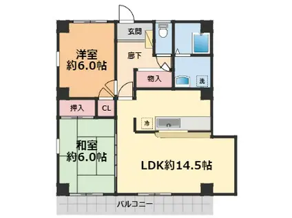 フォブールキュア井上(2LDK/3階)の間取り写真
