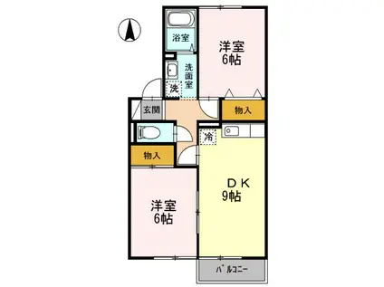 カルフール松本A(2DK/2階)の間取り写真