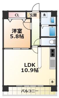 パルテールAISHIN(1LDK/5階)の間取り写真