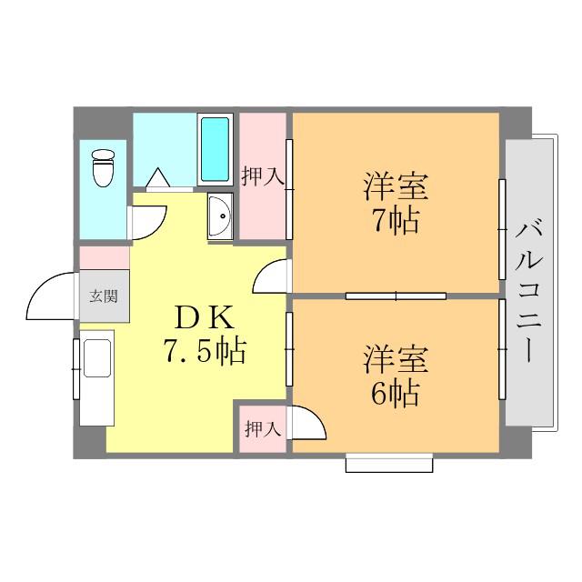 クレメント泉(2DK/3階)の間取り写真