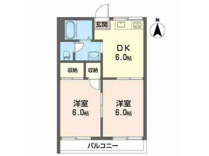 フレグランスいずみ A棟(2DK/1階)の間取り写真