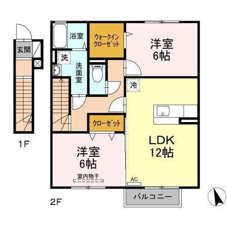 グランドソレーユⅡ(2LDK/2階)の間取り写真