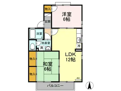 セジュール一色(2LDK/2階)の間取り写真