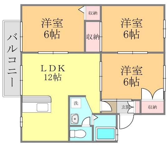 ハイブリッジB棟(3LDK/1階)の間取り写真