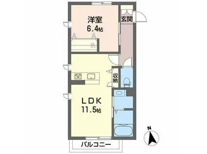 LUNA A棟(1LDK/2階)の間取り写真