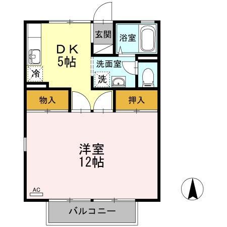 伊予鉄道横河原線 福音寺駅 徒歩28分 2階建 築37年(1DK/2階)の間取り写真