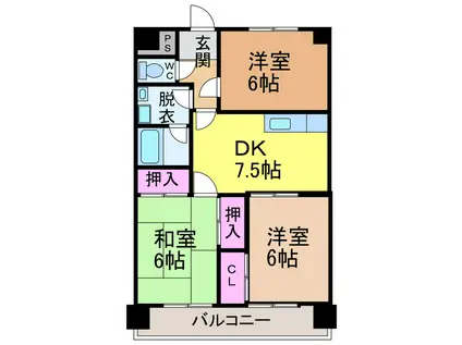 第1ゴトービル(3DK/3階)の間取り写真