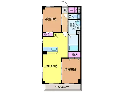 予讃線 市坪駅 徒歩36分 2階建 築18年(2LDK/1階)の間取り写真