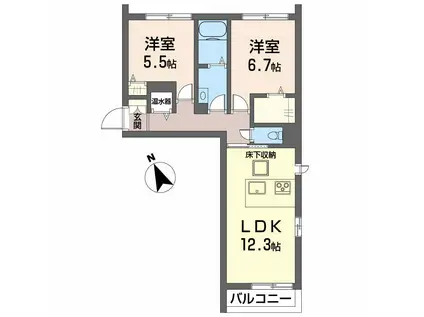 ガルテンMASAKI A棟(2LDK/1階)の間取り写真