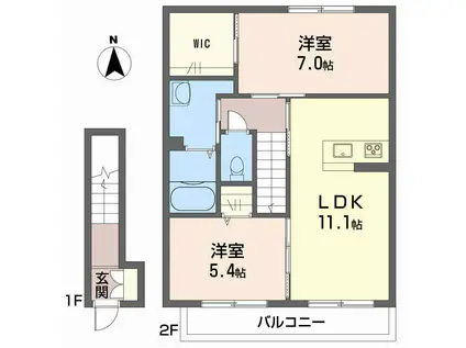 ユキコート斎院(2LDK/2階)の間取り写真