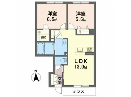 ヴォア ベール A棟(2LDK/1階)の間取り写真