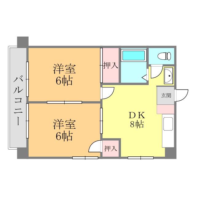 サザンコート(2DK/4階)の間取り写真