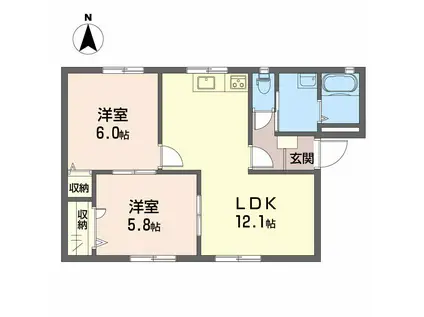 フレグランス関谷 A棟(3K/2階)の間取り写真