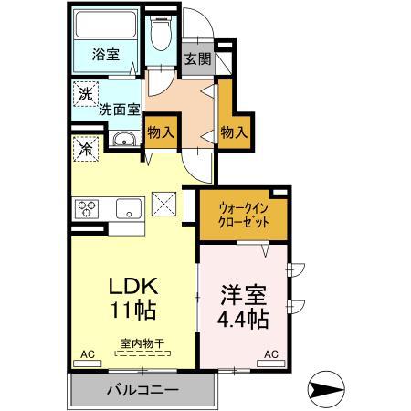メゾンドゥ フルール(1LDK/1階)の間取り写真