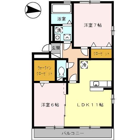 Y.サイレント ヴィラージュ(2LDK/3階)の間取り写真